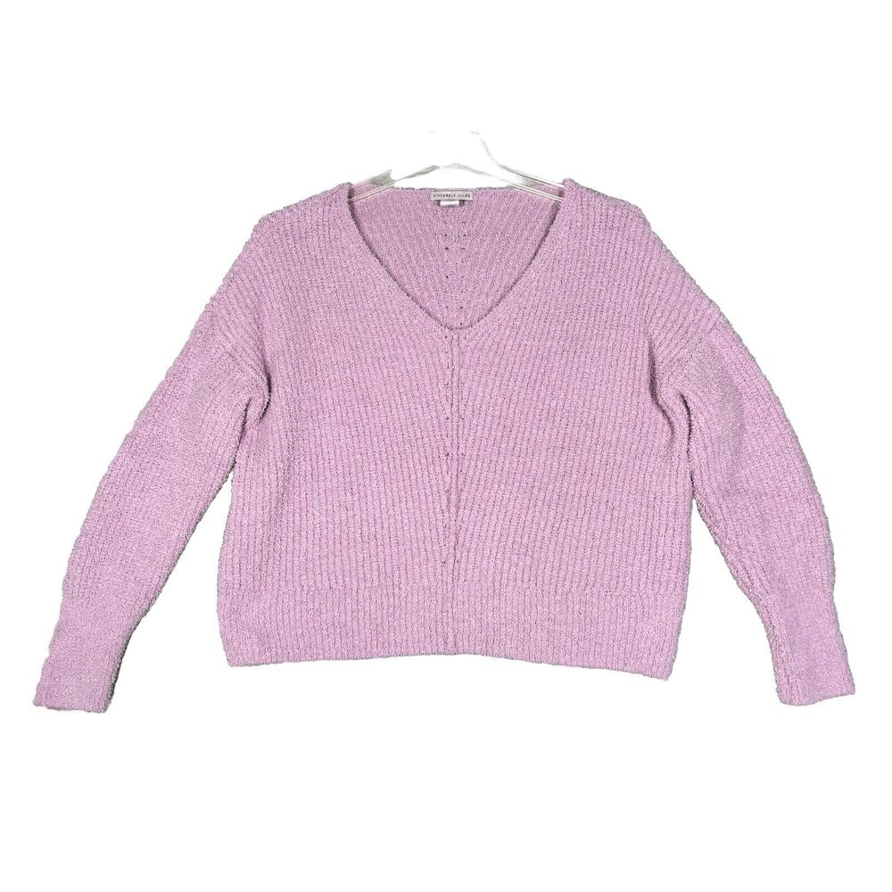 Sincerely Jules Sweater Womens Large Purple Nubby‎ Knit Warm Cozy Barbie Preppy